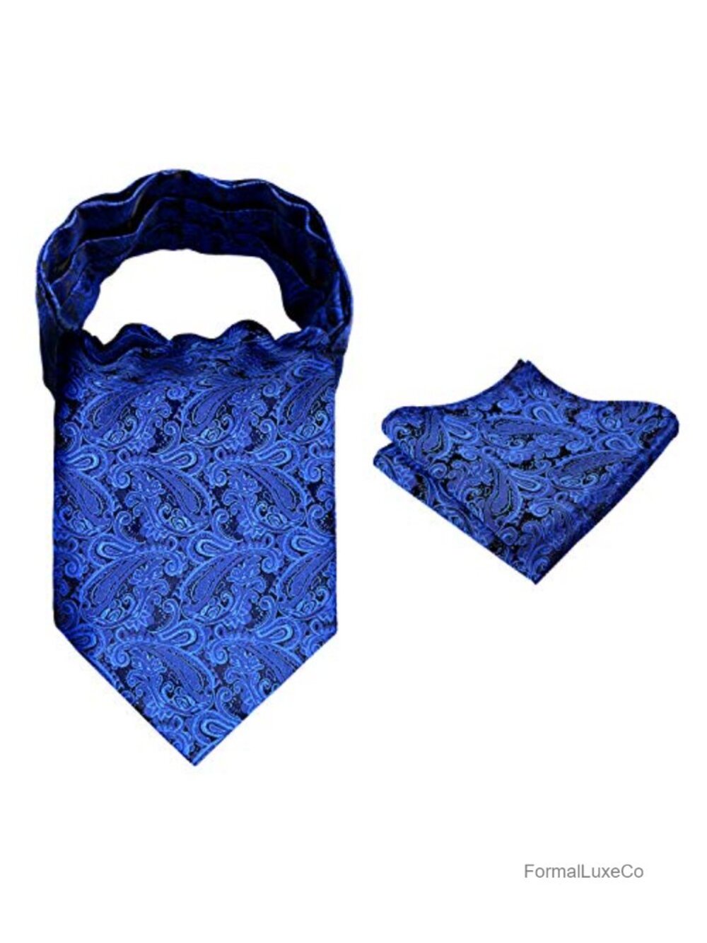 Men's Self-Tied Cravat Tie Ascot and Pocket Square Set Paisley Polyester